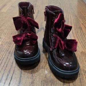 Target Burgundy Glitter Bow Ankle Boots